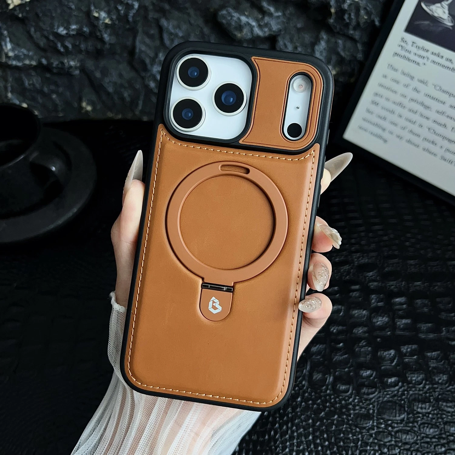 iPhone 17 Pro Max Leather Cover mobile accessory iPhone 17 Pro Max Cover with Kickstand Holder