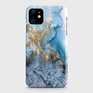 iPhone 12 Ocean Blue & Gold Marble Case