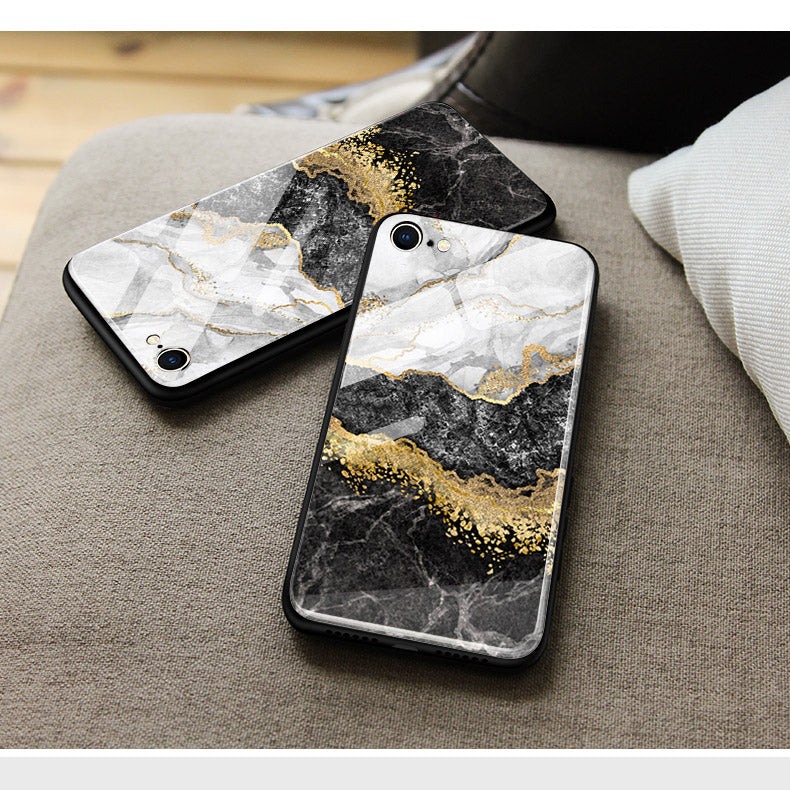 iPhone 14 Colorful Marble Glass Case – Ultra Shine with Silicone Border mobile accessory iPhone 14 Colorful Marble Glass Case – Ultra Shine with Silicone Border - Image 2