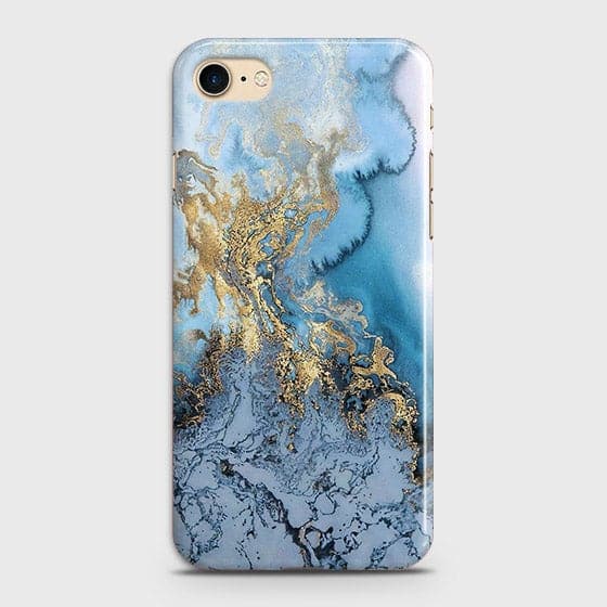 iPhone SE 2022 Blue & Gold Marble Case – Trendy Hard Cover mobile accessory iPhone SE 2022 Blue & Gold Marble Case – Trendy Hard Cover
