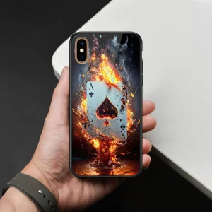 iPhone XS Max Ace of Fire Glass Case – Premium Silicone Edges